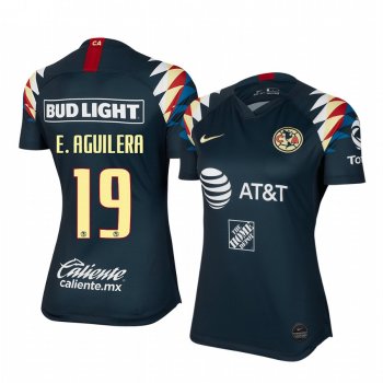 Women's Emanuel Aguilera Club America 19-20 Away Navy Short Sleeve Jersey