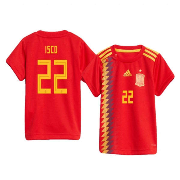 Youth Isco Spain 2018 World Cup Home Red Short Sleeve Jersey