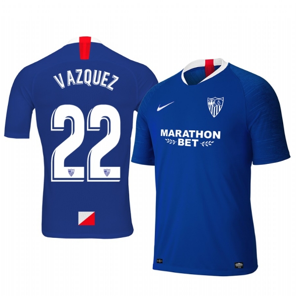 Franco Vazquez Sevilla 19-20 Third Men's Blue Short Sleeve Jersey