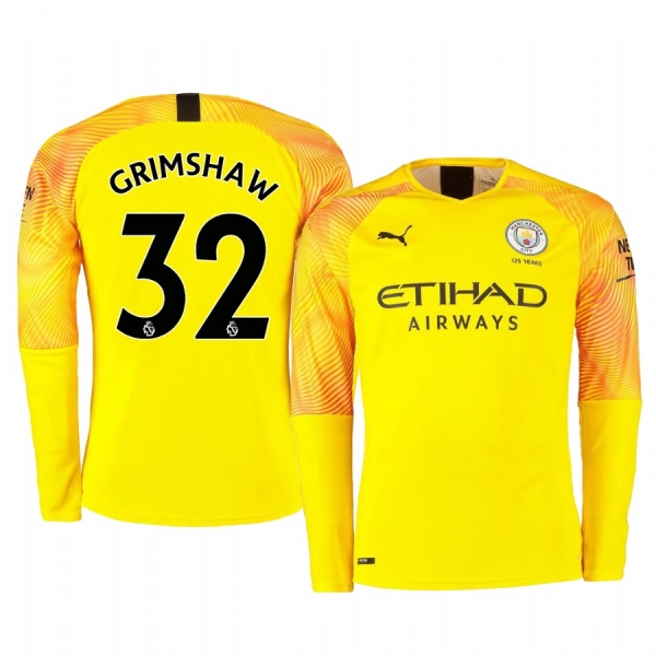 19-20 Manchester City Daniel Grimshaw Yellow Third Goalkeeper Jersey Men's