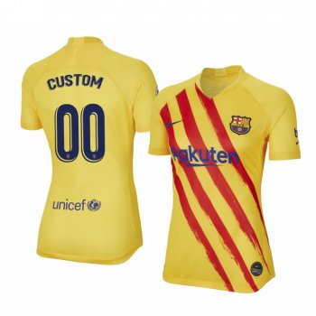 Custom Barcelona Fourth Yellow Short Sleeve Jersey