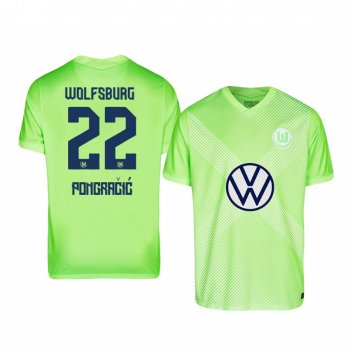 Marin Pongracic VfL Wolfsburg 2020-21 Away Men's Green Short Sleeve Jersey