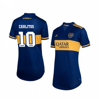 Women's Boca Juniors Carlos Tevez Navy Home Short Sleeve Jersey 19-20