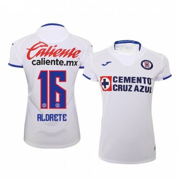 Women's Adrian Aldrete Cruz Azul 19-20 White Away Short Sleeve Jersey