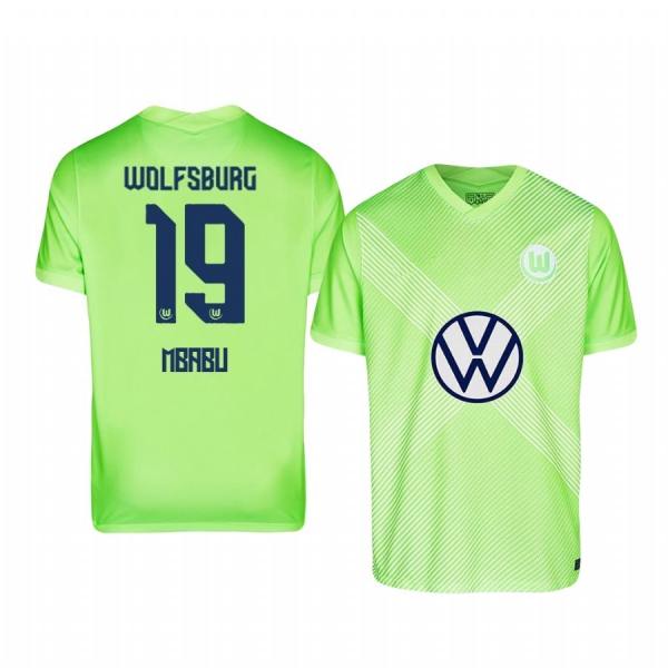 Kevin Mbabu VfL Wolfsburg 2020-21 Away Men's Green Short Sleeve Jersey