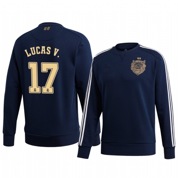 Lucas Vazquez Real Madrid 2020 Chinese New Year Blue Long Sleeve Pullover Sweatshirt