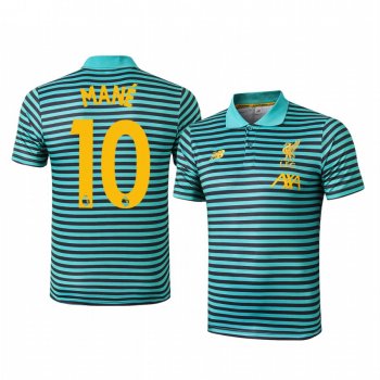 Sadio Mané Liverpool Men's Green Stripe Classic Polo