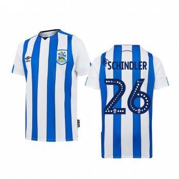 Youth Huddersfield Town Christopher Schindler 19-20 Home White Blue Short Sleeve Jersey