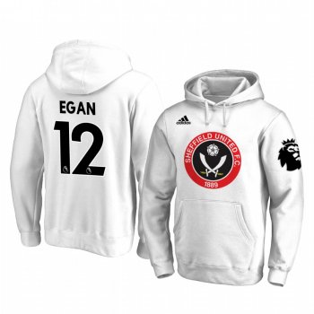 John Egan Sheffield United Team Logo White Iconic Pullover Hoodie