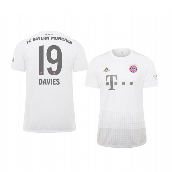 Youth Bayern Munich Alphonso Davies White Away Jersey 19-20