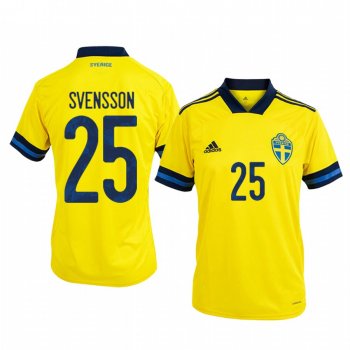 Sweden Gustav Svensson Men's 2020 Home Authentic Short Sleeve Jersey