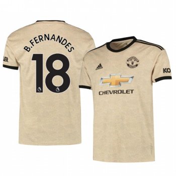 Bruno Fernandes Manchester United 19-20 Tan Away Official Jersey Men's