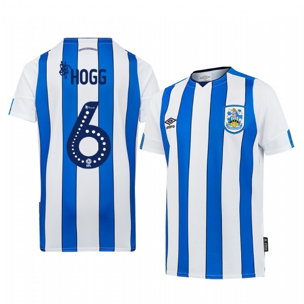 Huddersfield Town Jonathan Hogg 19-20 Home Men's White Blue Short Sleeve Jersey