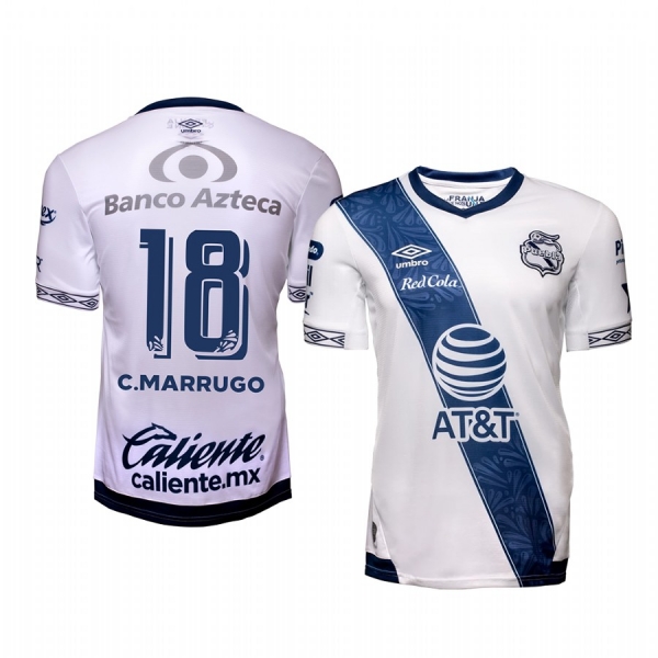 Christian Marrugo Club Puebla Home White Short Sleeve Jersey