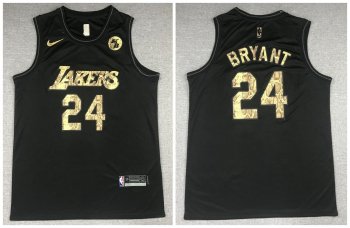 NBA Lakers 24 Kobe Bryant Black Commemorative Men Jersey