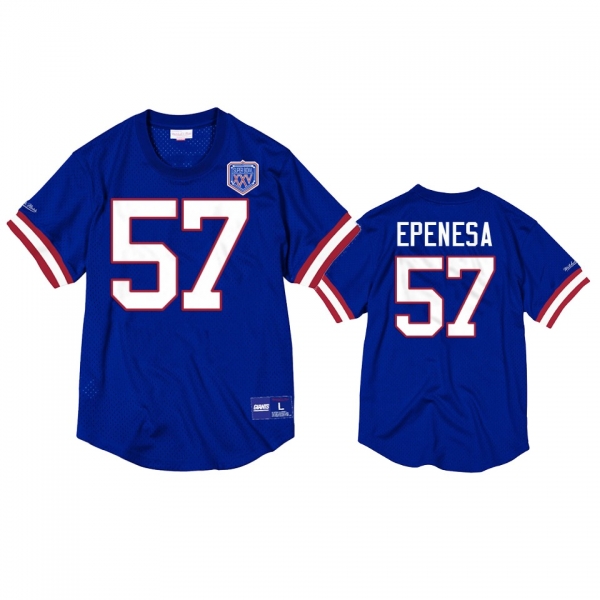 Buffalo Bills AJ Epenesa Royal Mesh Crewneck Superbowl XXV Anniversary Jersey