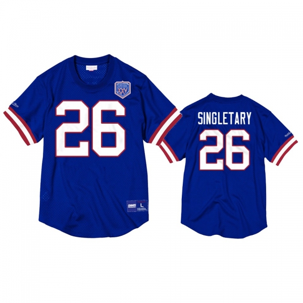 Buffalo Bills Devin Singletary Royal Mesh Crewneck Superbowl XXV Anniversary Jersey