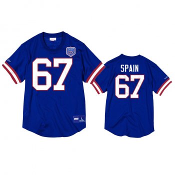 Buffalo Bills Quinton Spain Royal Mesh Crewneck Superbowl XXV Anniversary Jersey