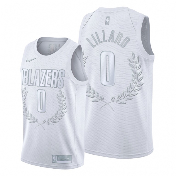 Damian Lillard MVP 2020 Playoffs Blazers #0 White Jersey