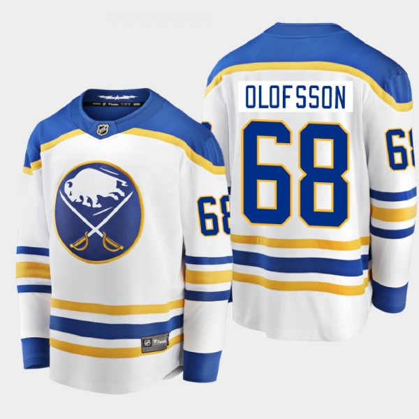 Men's Buffalo Sabres Victor Olofsson #68 Away Breakaway Player White 2020-21 Jersey