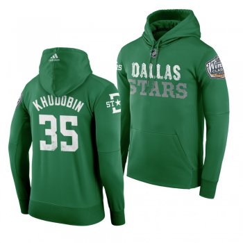 #35 Anton Khudobin Dallas Stars 2020 Winter Classic Green Team Logo Hoodie