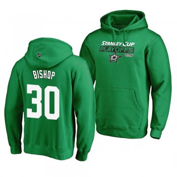 2019 Stanley Cup Playoffs Stars #30 Ben Bishop Bound Body Checking Pullover Kelly Green Hoodie