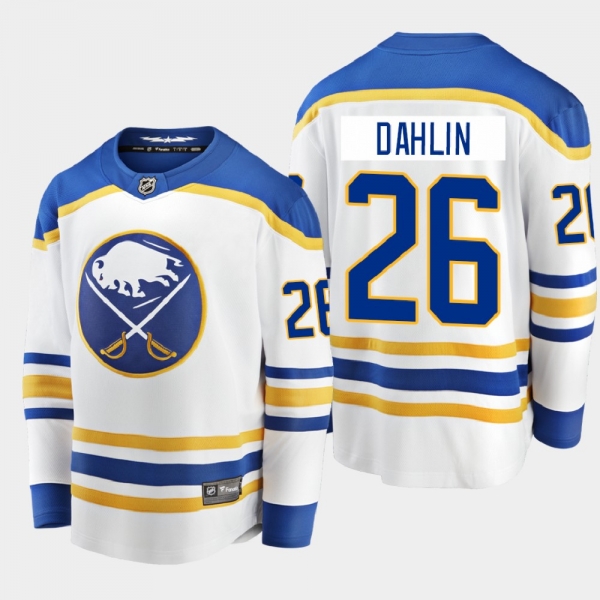 Men's Buffalo Sabres Rasmus Dahlin #26 Away Breakaway Player White 2020-21 Jersey