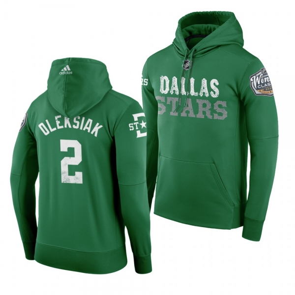 #2 Jamie Oleksiak Dallas Stars 2020 Winter Classic Green Team Logo Hoodie