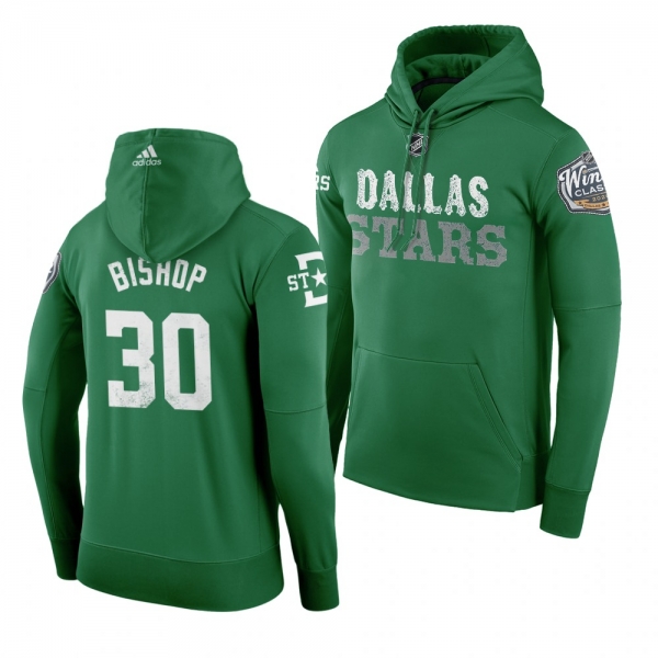 #30 Ben Bishop Dallas Stars 2020 Winter Classic Green Team Logo Hoodie