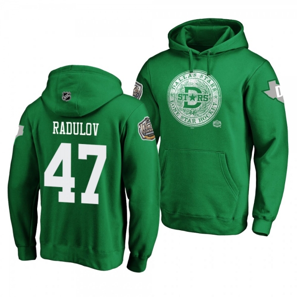 #47 Alexander Radulov Dallas Stars 2020 Winter Classic Kelly Green Hometown Medallion Pullover Hoodie