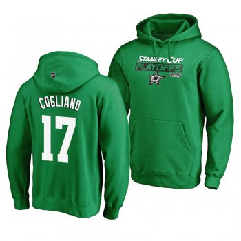 2019 Stanley Cup Playoffs Stars #17 Andrew Cogliano Bound Body Checking Pullover Kelly Green Hoodie