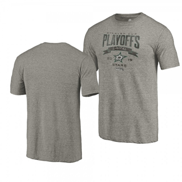 Men's Stars 2019 Stanley Cup Playoffs Bound Buzzer Beater Tri-Blend Gray T-Shirt