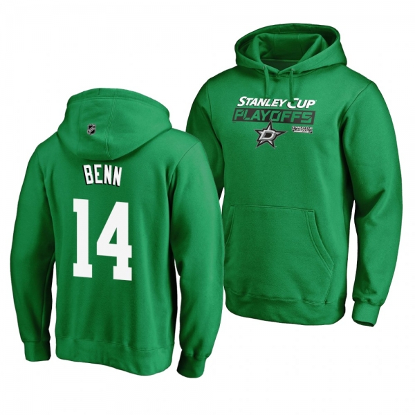 2019 Stanley Cup Playoffs Stars #14 Jamie Benn Bound Body Checking Pullover Kelly Green Hoodie