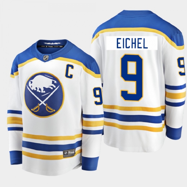 Men's Buffalo Sabres Jack Eichel #9 Away Breakaway Player White 2020-21 Jersey