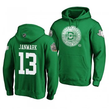 #13 Mattias Janmark Dallas Stars 2020 Winter Classic Kelly Green Hometown Medallion Pullover Hoodie