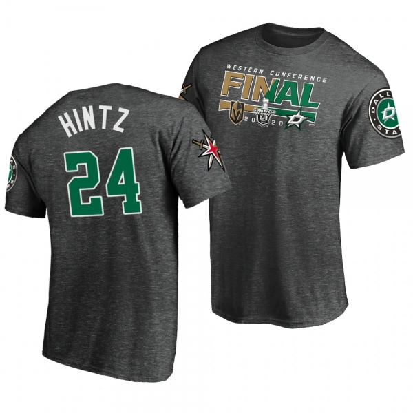 Dallas Stars Roope Hintz Matchup Charcoal 2020 Stanley Cup Playoffs Western Conference Final Tee