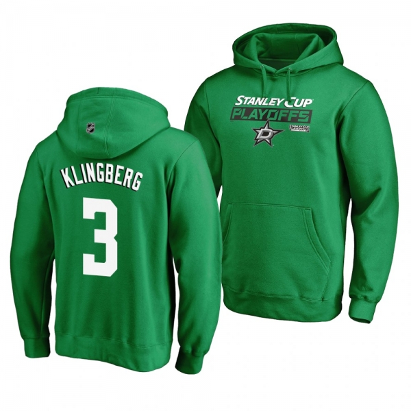 2019 Stanley Cup Playoffs Stars #3 John Klingberg Bound Body Checking Pullover Kelly Green Hoodie