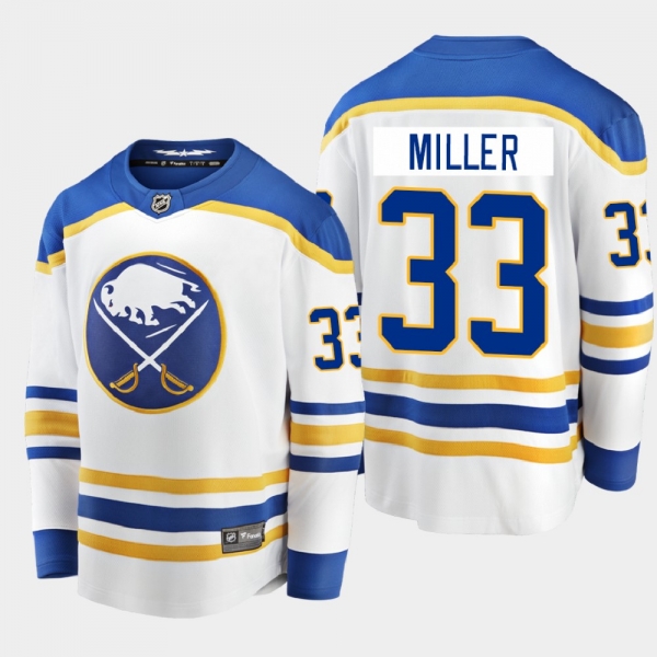 Men's Buffalo Sabres Colin Miller #33 Away Breakaway Player White 2020-21 Jersey