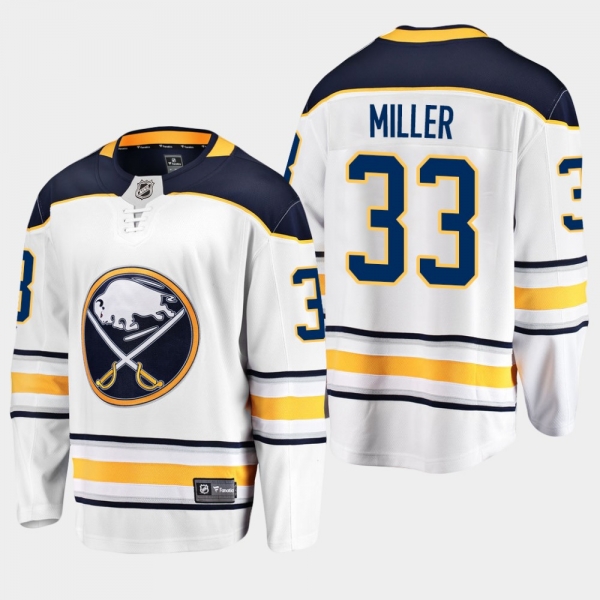 Men's Colin Miller #33 Buffalo Sabres Away Fanatics Branded White Breakaway Player Jersey