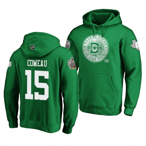 #15 Blake Comeau Dallas Stars 2020 Winter Classic Kelly Green Hometown Medallion Pullover Hoodie