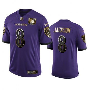 Baltimore Ravens Lamar Jackson Purple 25th Season Golden Limited Jersey