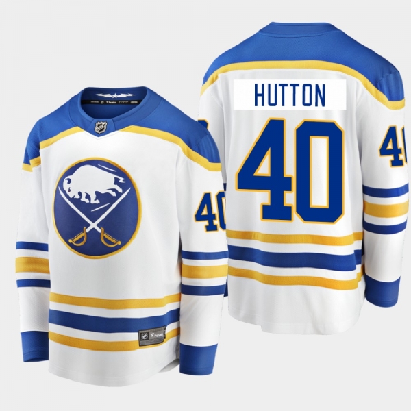 Men's Buffalo Sabres Carter Hutton #40 Away Breakaway Player White 2020-21 Jersey