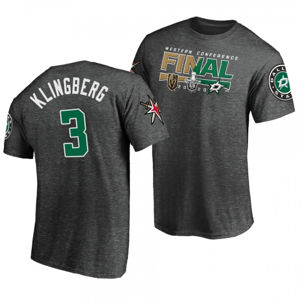 Dallas Stars John Klingberg Matchup Charcoal 2020 Stanley Cup Playoffs Western Conference Final Tee