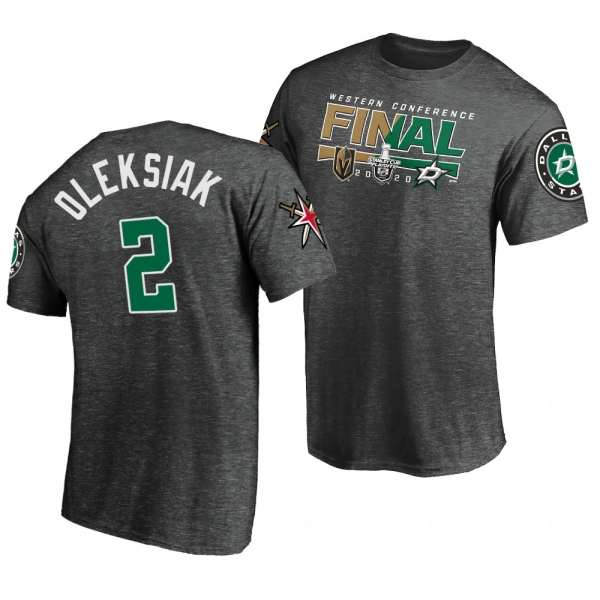 Dallas Stars Jamie Oleksiak Matchup Charcoal 2020 Stanley Cup Playoffs Western Conference Final Tee