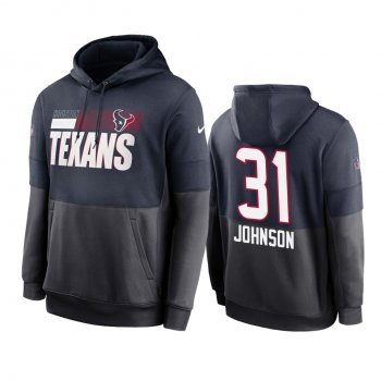 Houston Texans David Johnson Navy Charcoal Sideline Impact Lockup Performance Hoodie