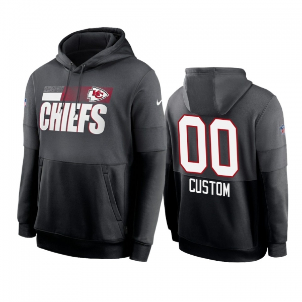 Kansas City Chiefs Custom Charcoal Black Sideline Impact Lockup Performance Hoodie