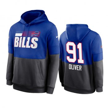 Buffalo Bills Ed Oliver Royal Charcoal Sideline Impact Lockup Performance Hoodie