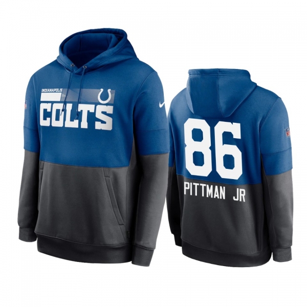 Indianapolis Colts Michael Pittman Jr. Royal Charcoal Sideline Impact Lockup Performance Hoodie