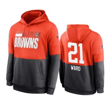 Cleveland Browns Denzel Ward Orange Charcoal Sideline Impact Lockup Performance Hoodie