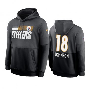 Pittsburgh Steelers Diontae Johnson Charcoal Black Sideline Impact Lockup Performance Hoodie